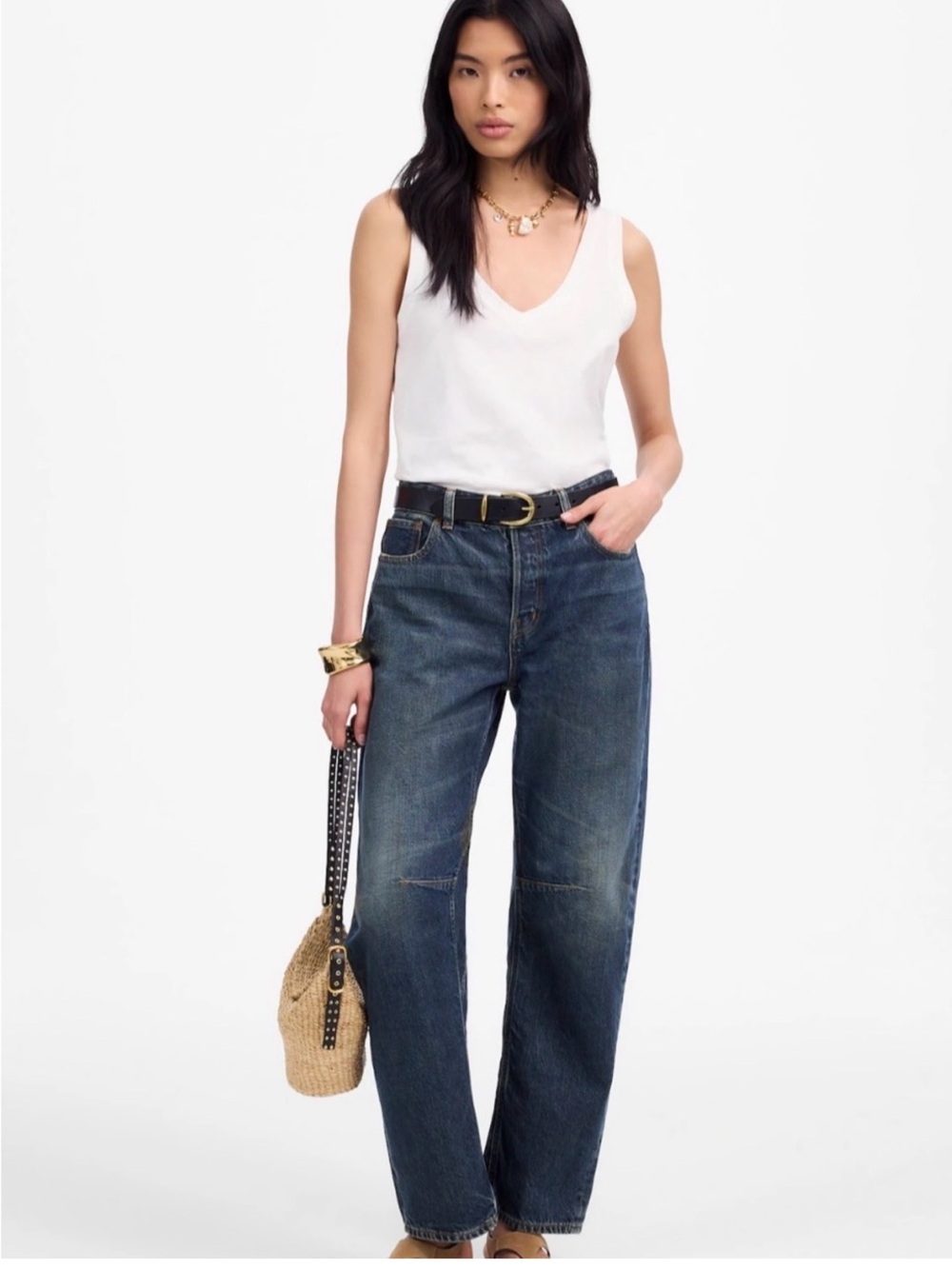 Madewell The Darted Barrel Leg Jean Medium Wash Size 30